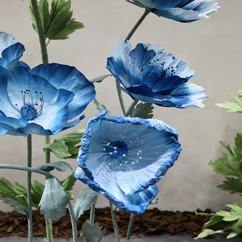 Flowerva Azure Poppy Bloom Premium Decor