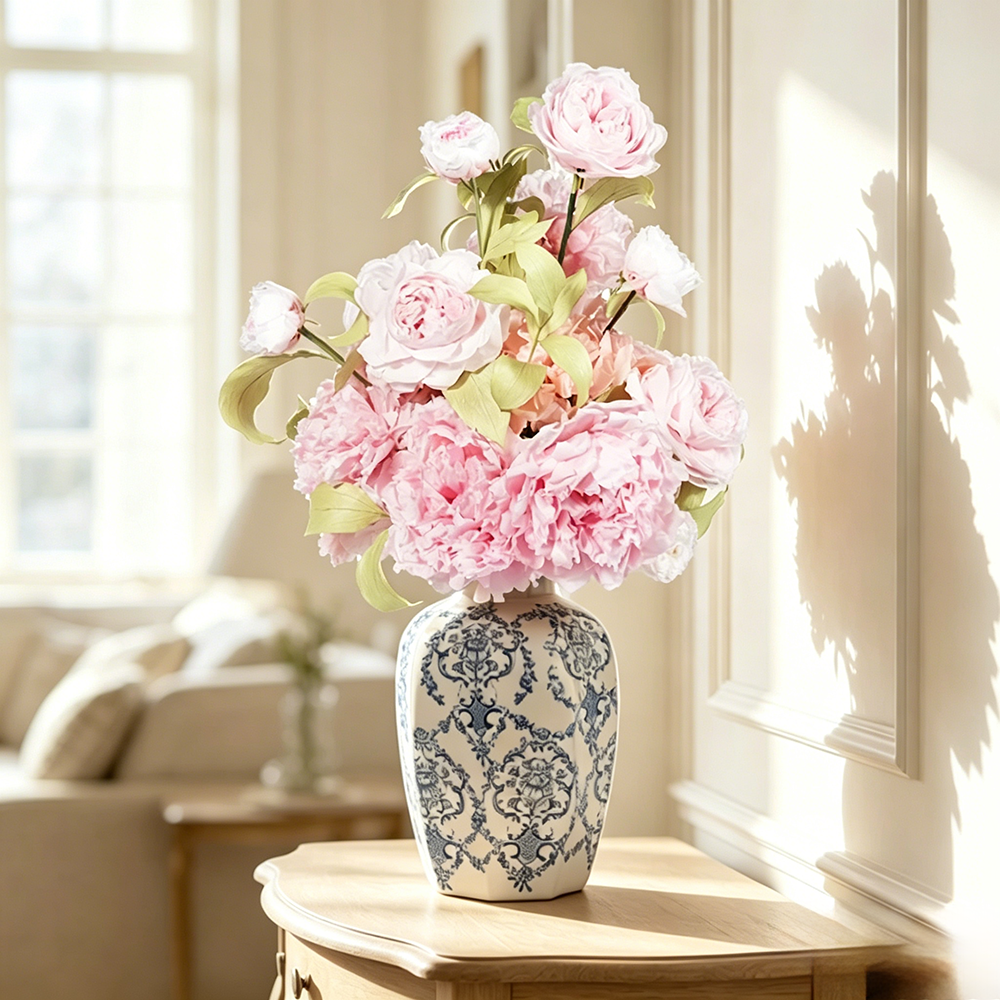 Flowerva Chinoiserie Vase Rose Arrangement Premium Decor