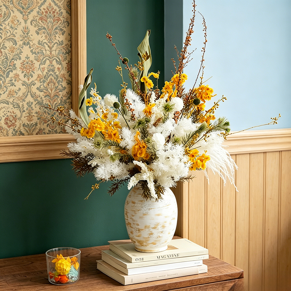 Flowerva Rustic Everlasting Vase Arrangement Premium Decor
