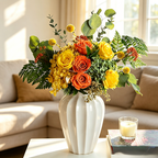 Flowerva Fluted Vase Layered Arrangement Premium Decor
