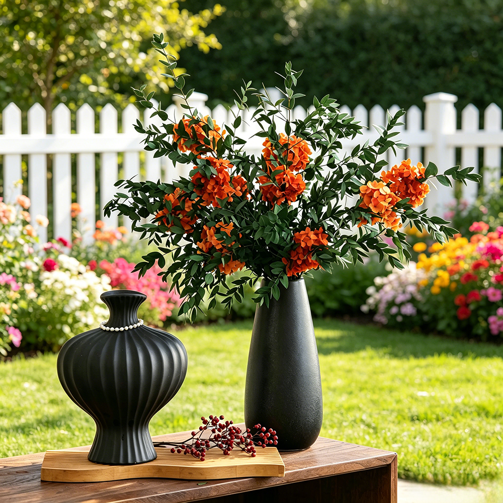 Flowerva Lush Foliage Vase Arrangement Premium Decor