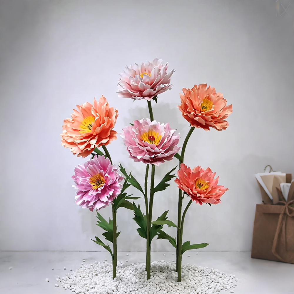 Flowerva Coral Peony Bloom Premium Decor