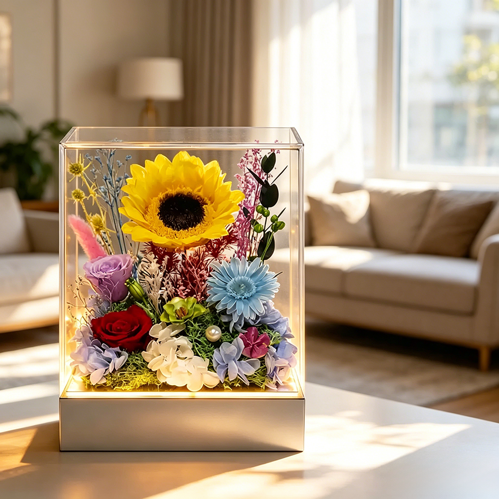 Flowerva Radiant Bloom Acrylic Display Premium Decor