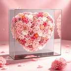 Flowerva Mirrored Heart Bloom Keepsake Box Premium Decor