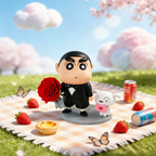 Flowerva Crayon Shin-chan Rose Keepsake Figurine Premium Decor