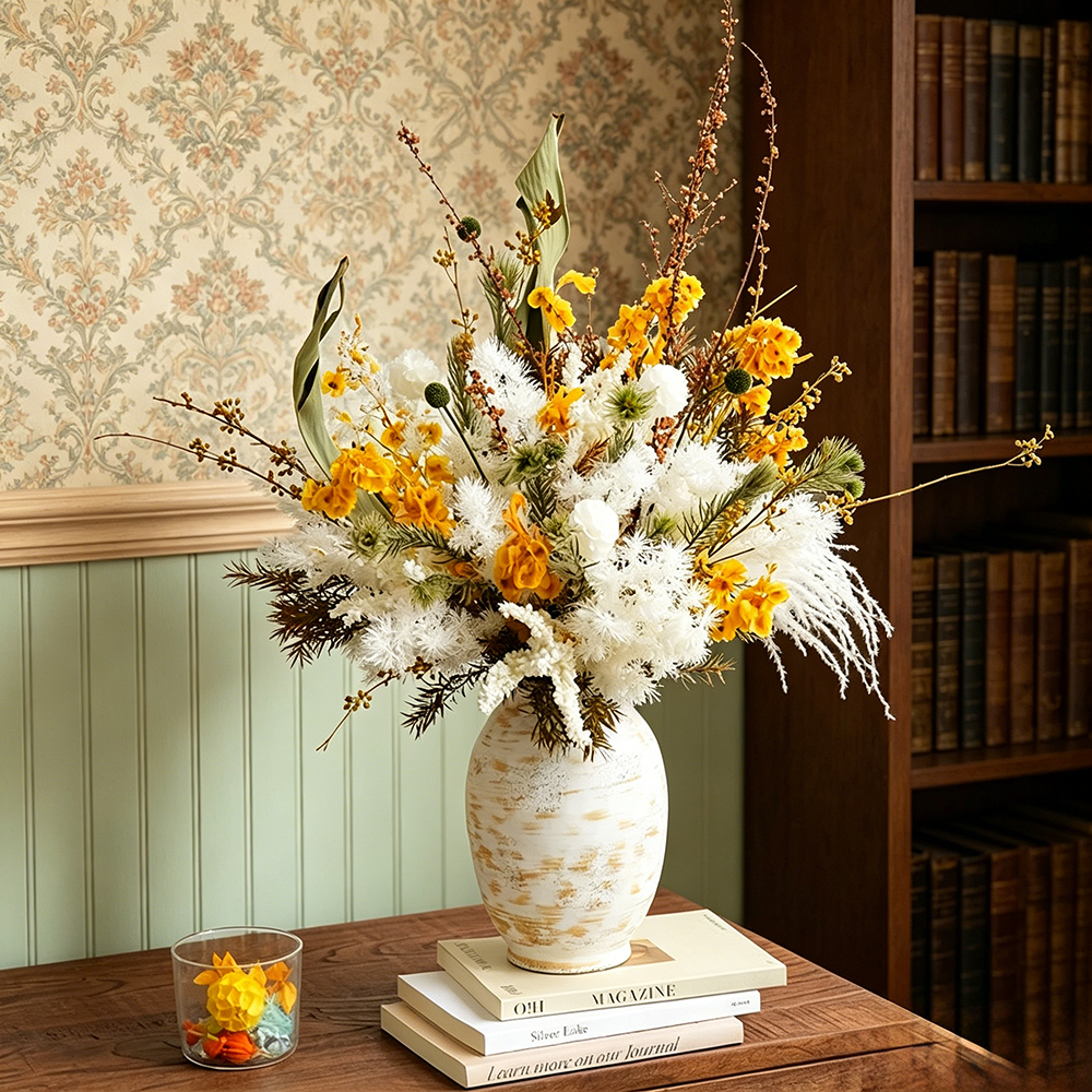 Flowerva Rustic Everlasting Vase Arrangement Premium Decor