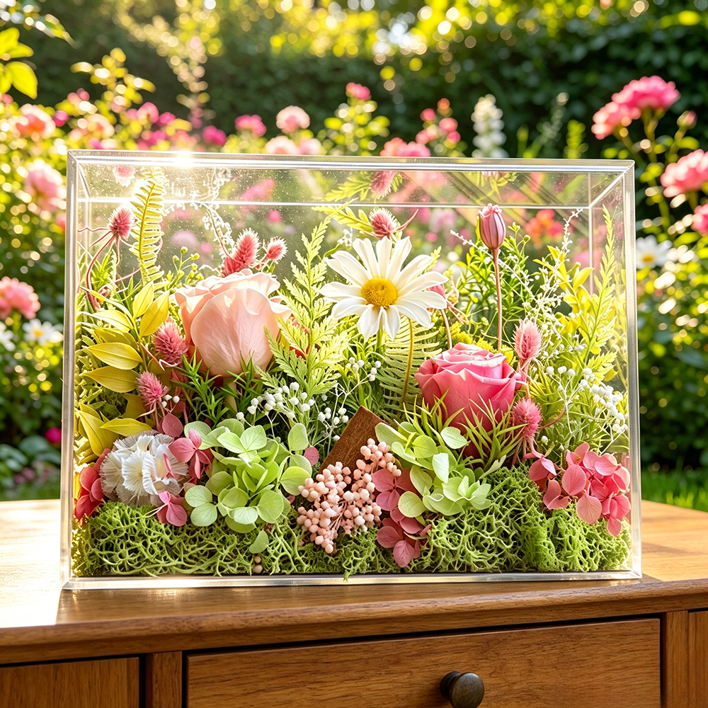 Flowerva Sunlit Botanical Acrylic Display Premium Decor