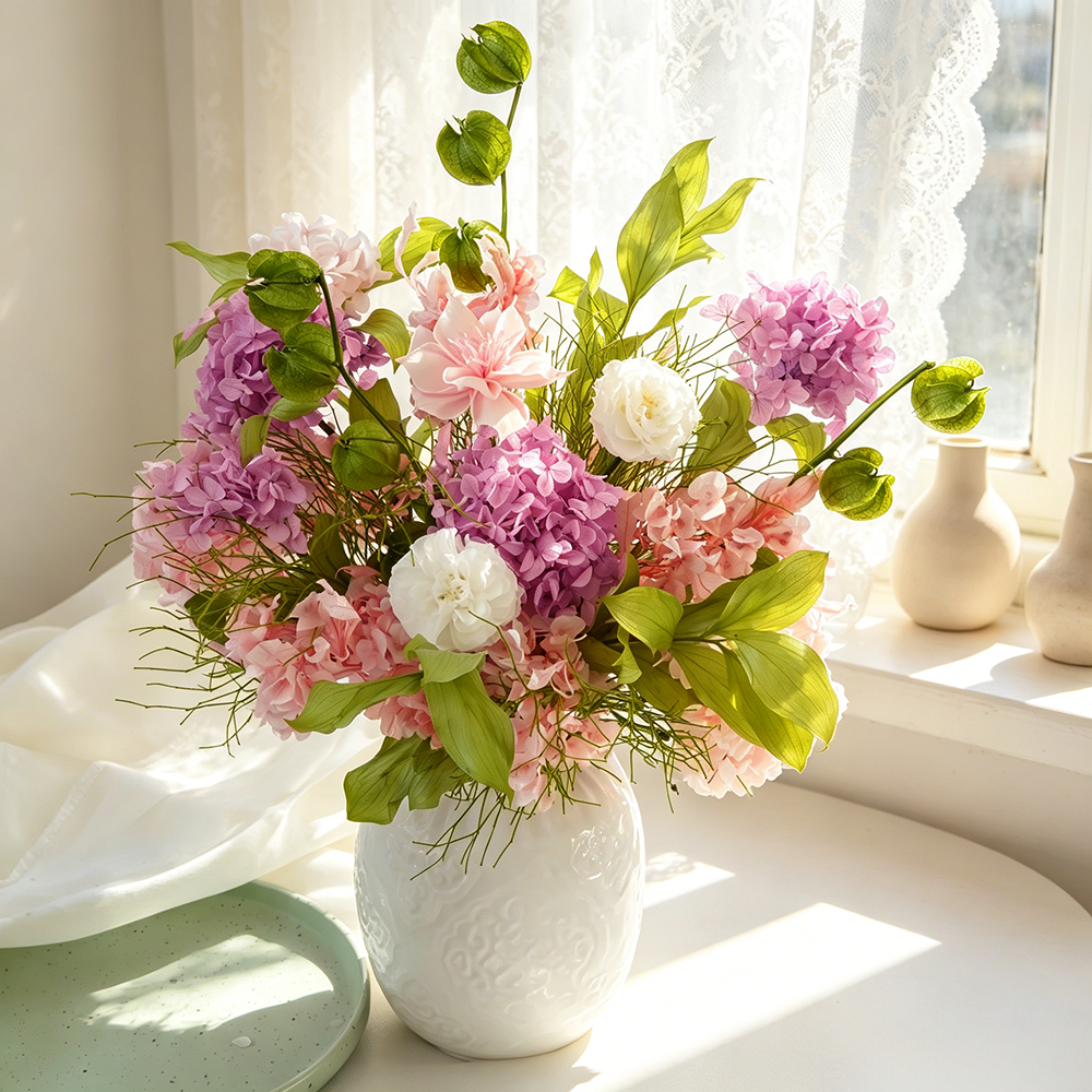 Flowerva Soft Everlasting Vase Arrangement Premium Decor