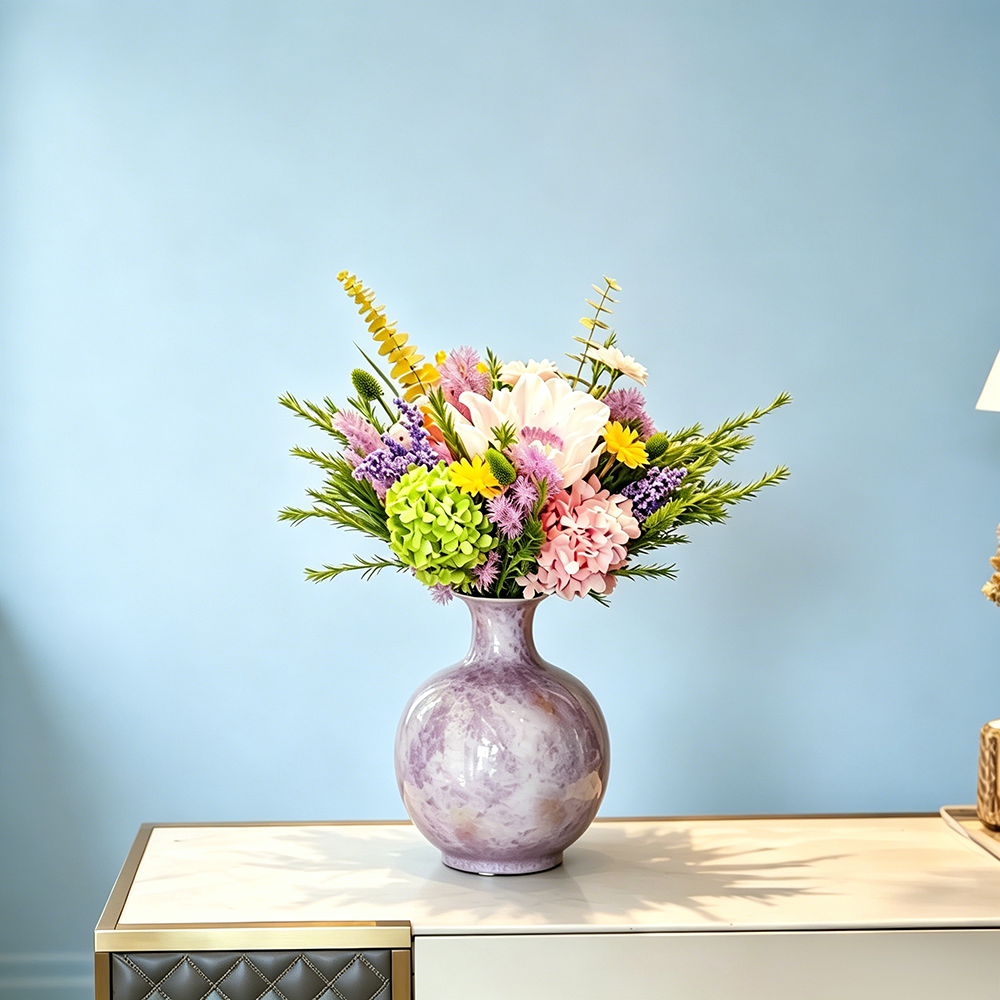 Flowerva Vibrant Mixed Bloom Vase Arrangement Premium Decor