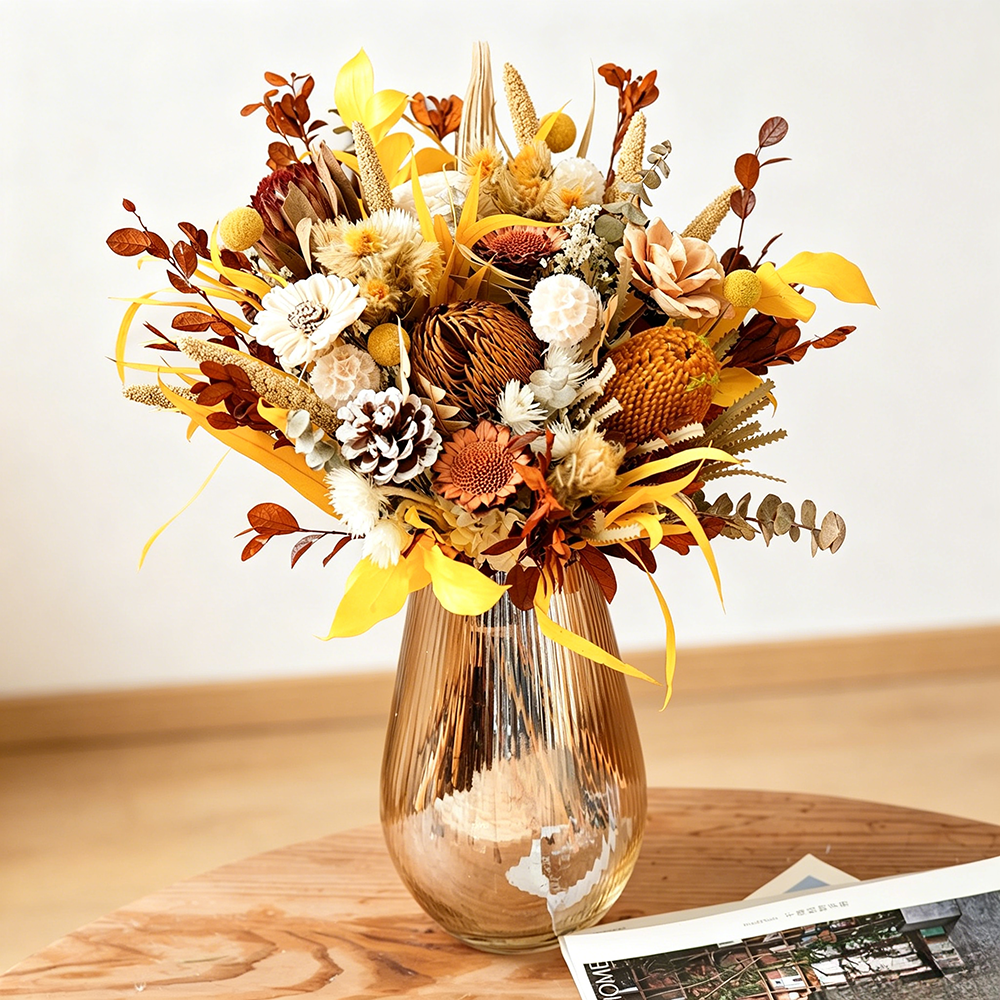 Flowerva Romantic Everlasting Vase Arrangement Premium Decor
