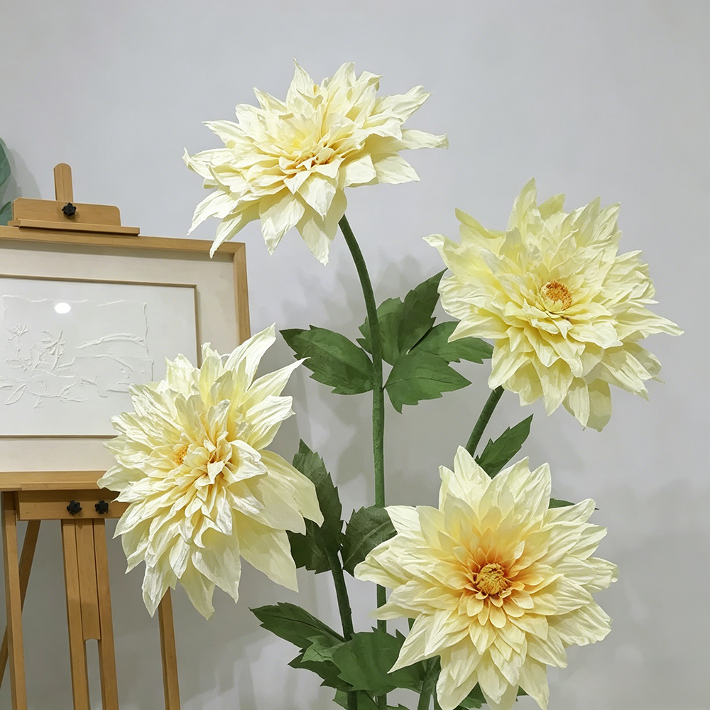 Flowerva Cream Dahlia Bloom Premium Decor