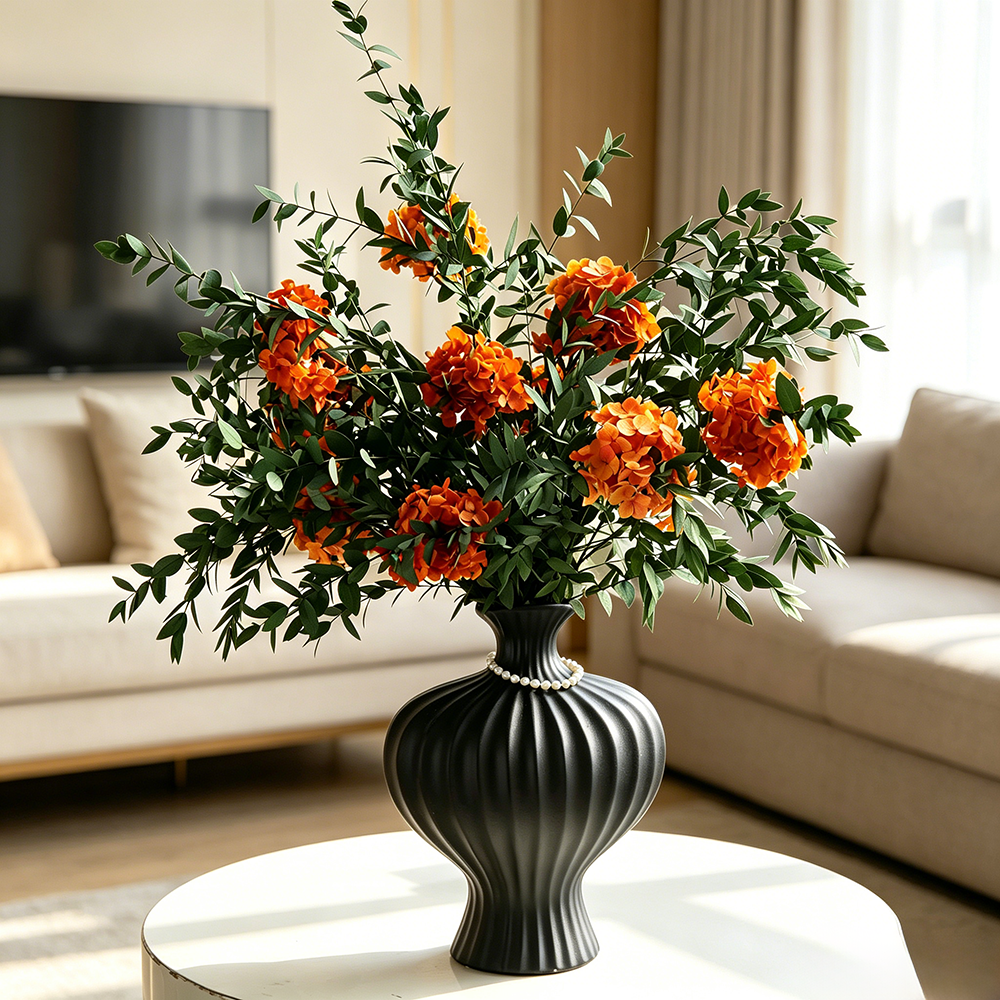 Flowerva Lush Foliage Vase Arrangement Premium Decor