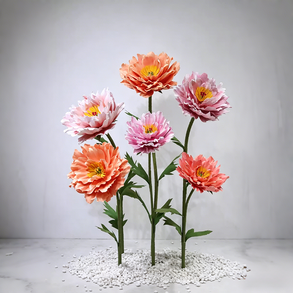 Flowerva Coral Peony Bloom Premium Decor