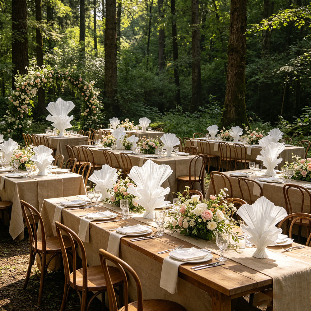 Flowerva White Aura Pleat Table Flower