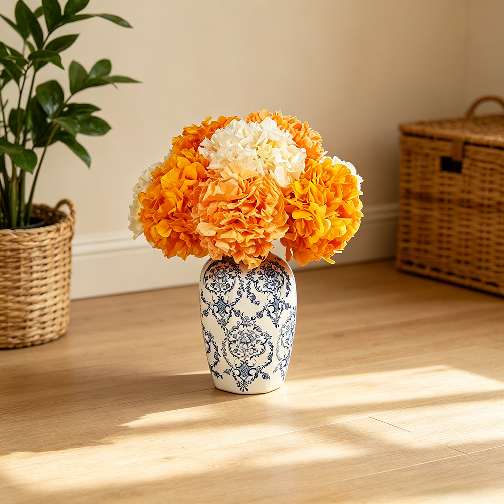 Flowerva Hydrangea Vase Arrangement Premium Decor