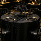 Flowerva Embroidered White Lace Table Runner, Semi-Sheer Tablecloth for Weddings & Banquets