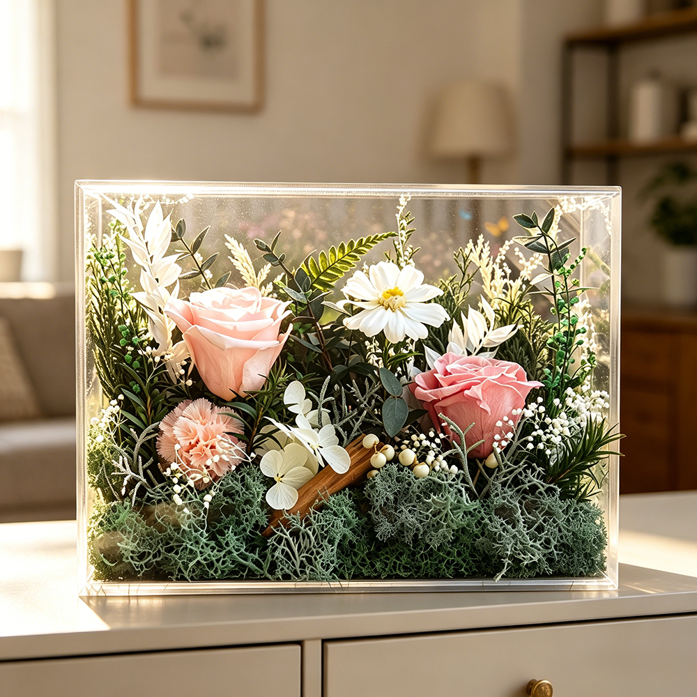 Flowerva Sunlit Botanical Acrylic Display Premium Decor