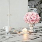 Flowerva Dome Rose Marble Vase Arrangement Premium Decor