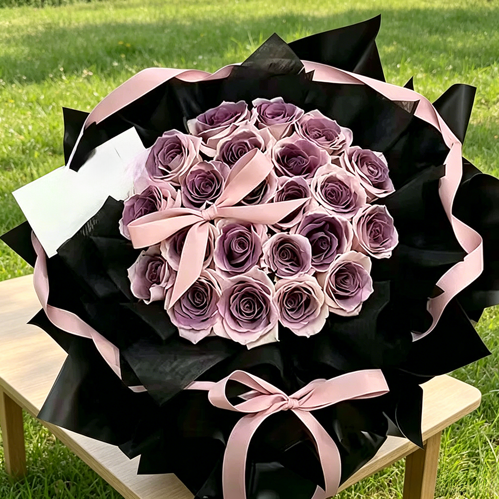 Flowerva Noir Wrap Statement Bouquet Premium Decor