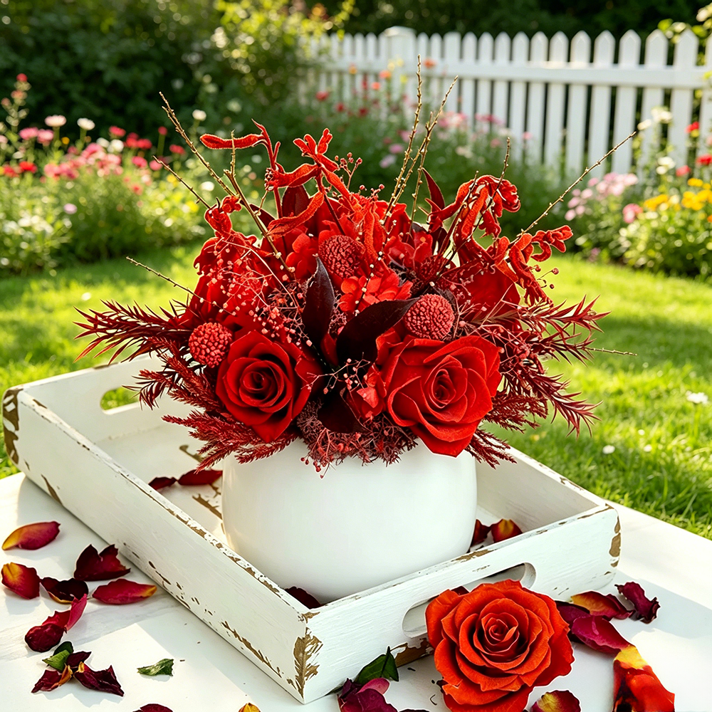 Flowerva Full-Bloom Compact Arrangement Premium Decor