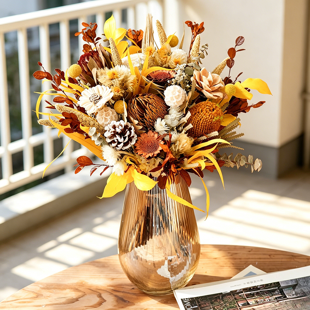 Flowerva Romantic Everlasting Vase Arrangement Premium Decor