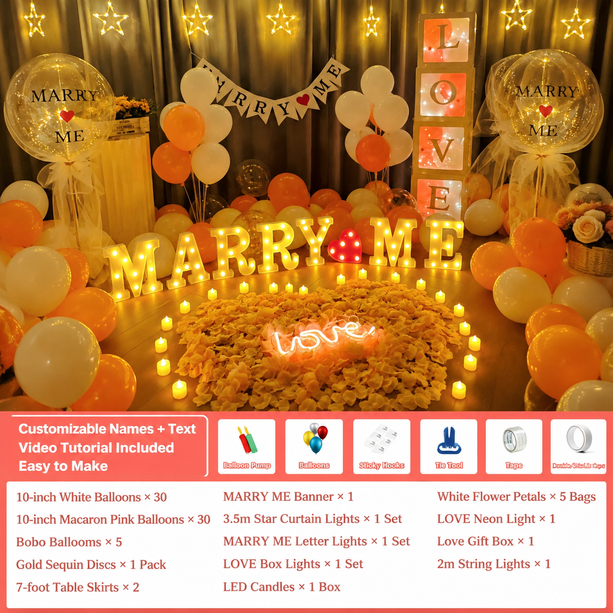 Flowerva Indoor Marriage Proposal Scene Decoration Balloon Set