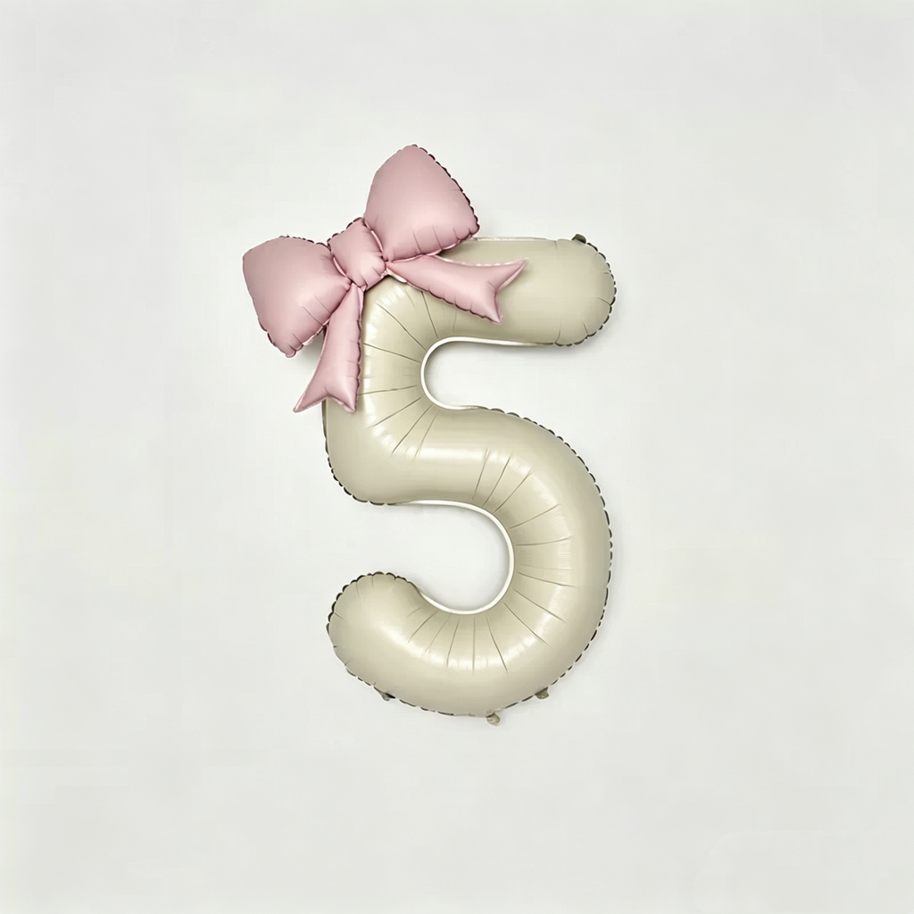 Flowerva Cream Champagne Number Birthday Balloon Set