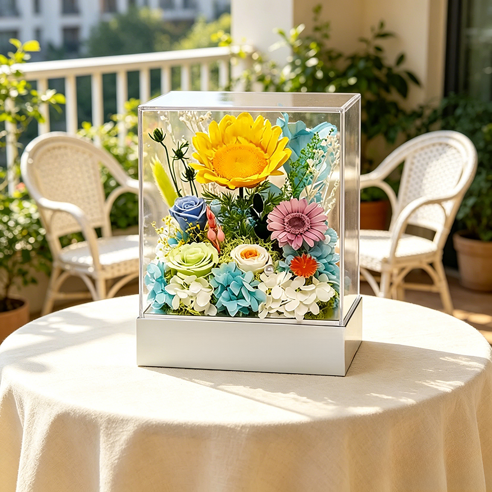 Flowerva Radiant Bloom Acrylic Display Premium Decor