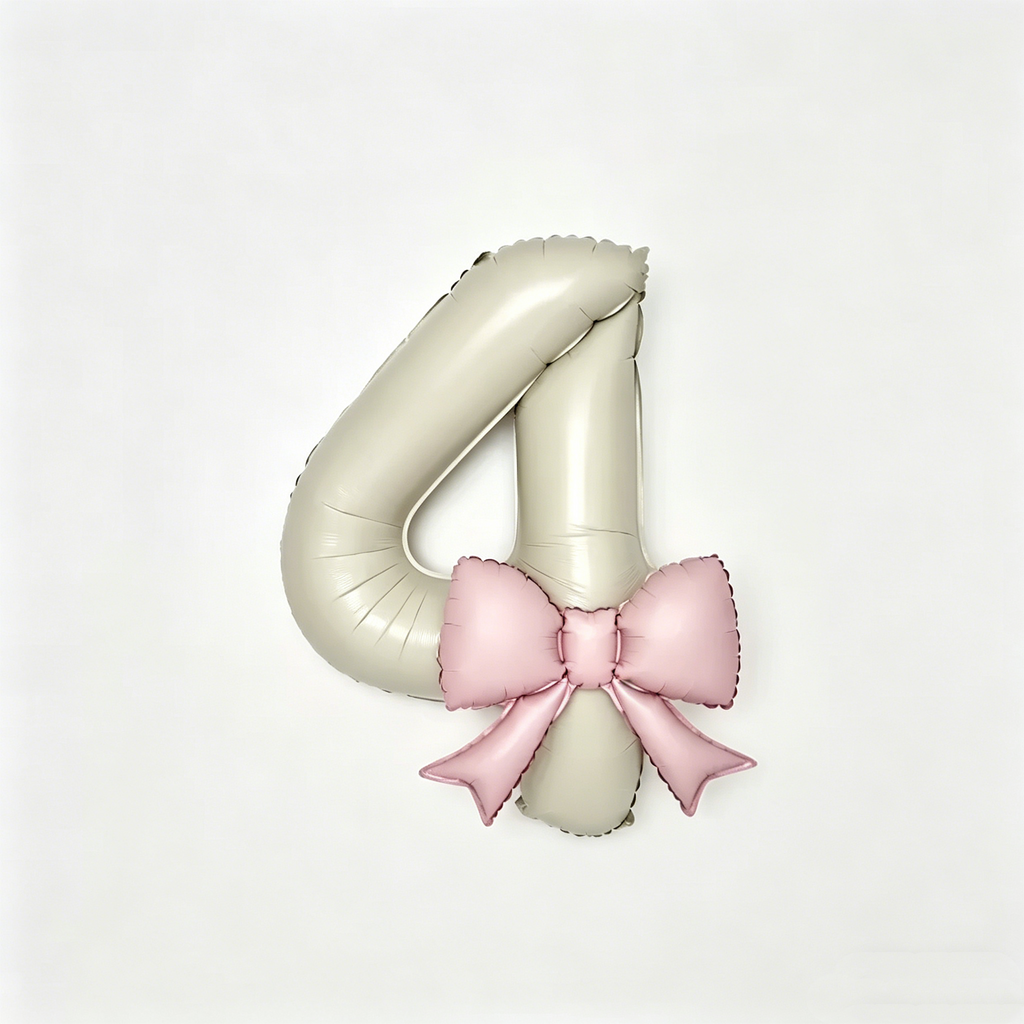 Flowerva Cream Champagne Number Birthday Balloon Set