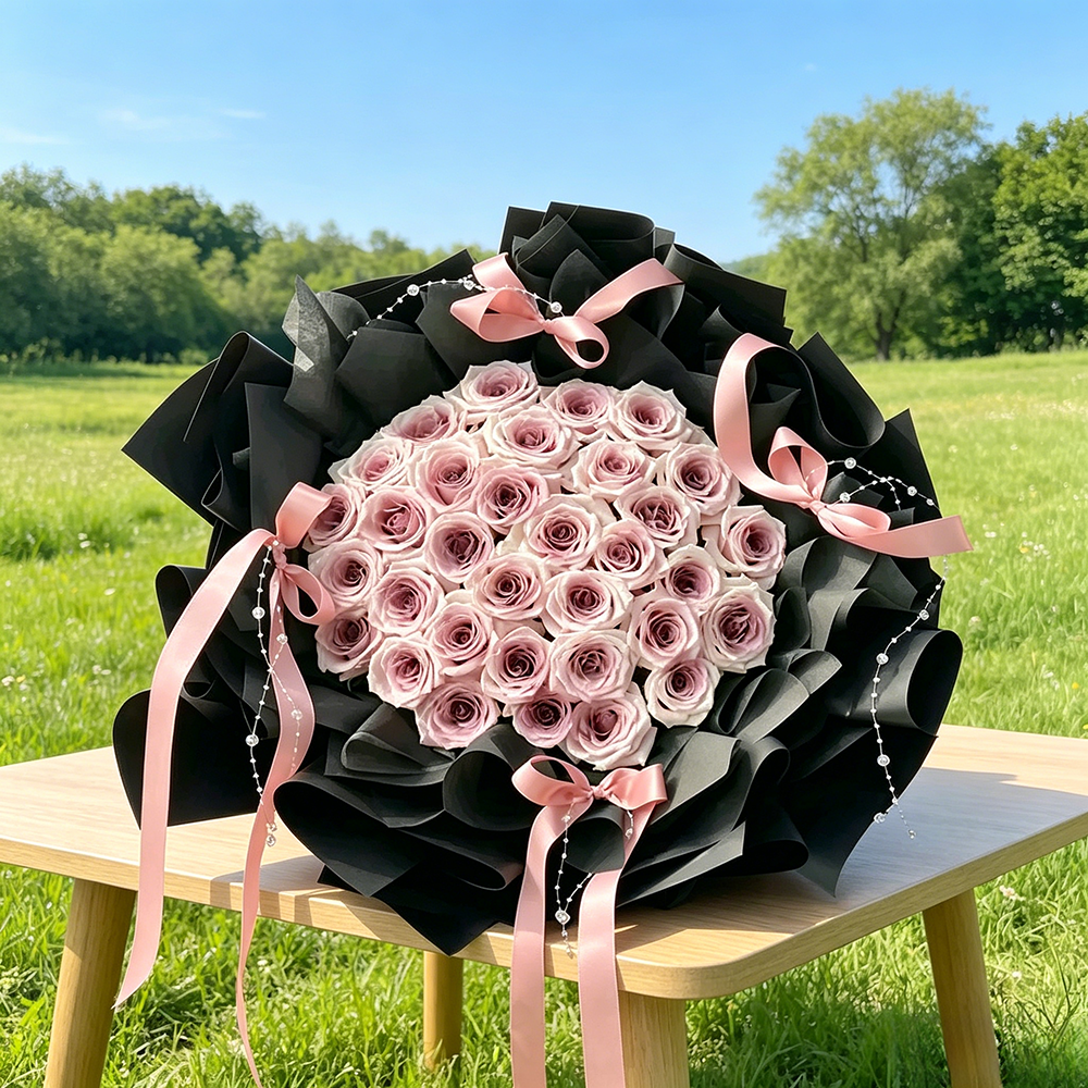 Flowerva Noir Wrap Statement Bouquet Premium Decor