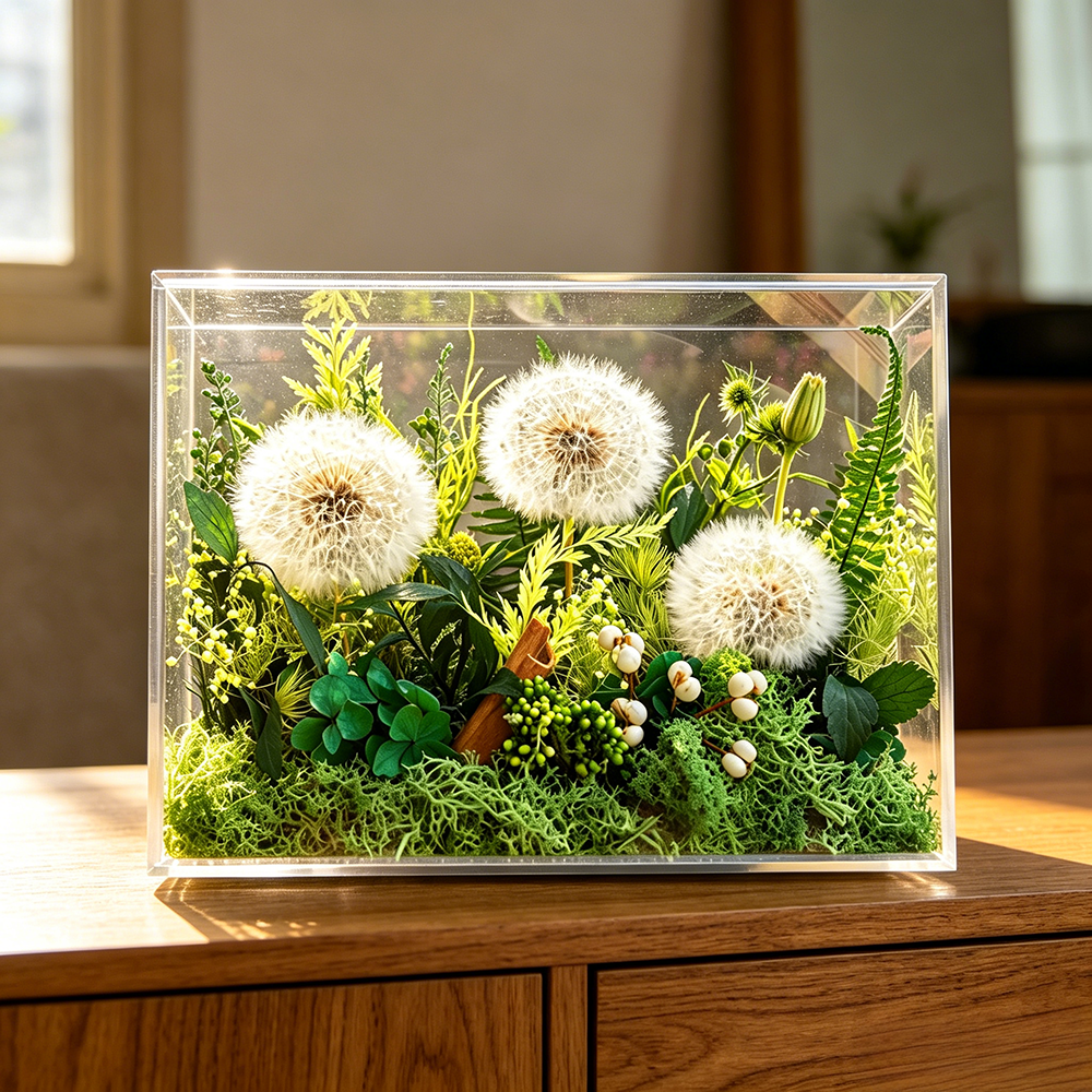 Flowerva Sunlit Botanical Acrylic Display Premium Decor