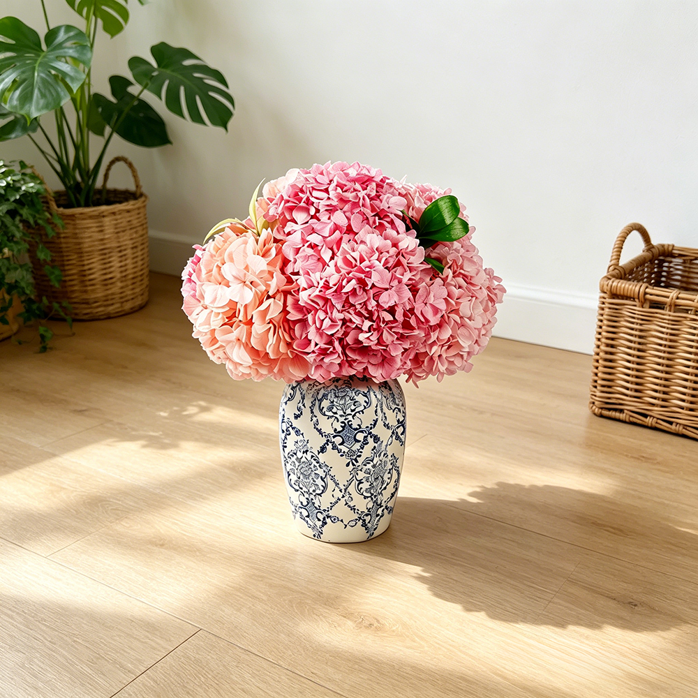 Flowerva Hydrangea Vase Arrangement Premium Decor