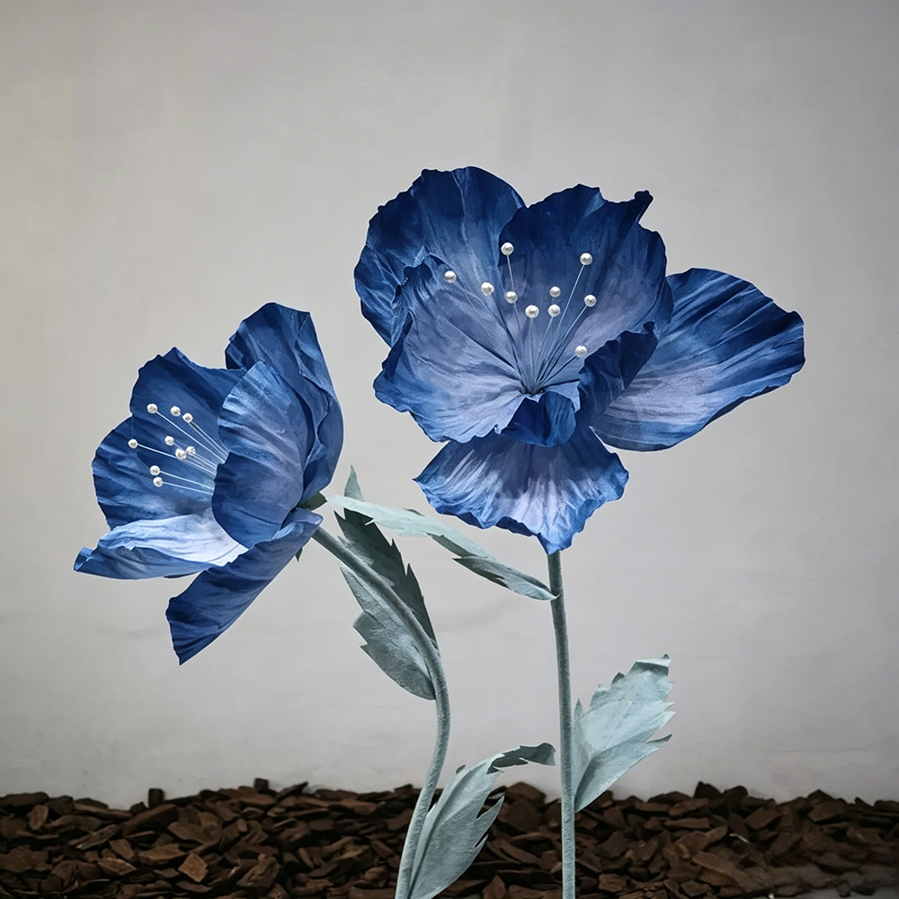 Flowerva Azure Poppy Bloom Premium Decor