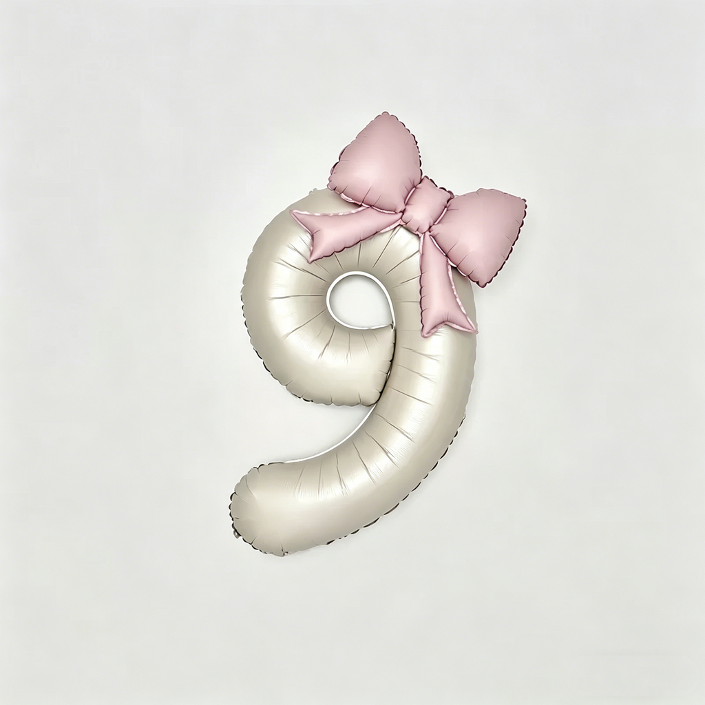 Flowerva Cream Champagne Number Birthday Balloon Set