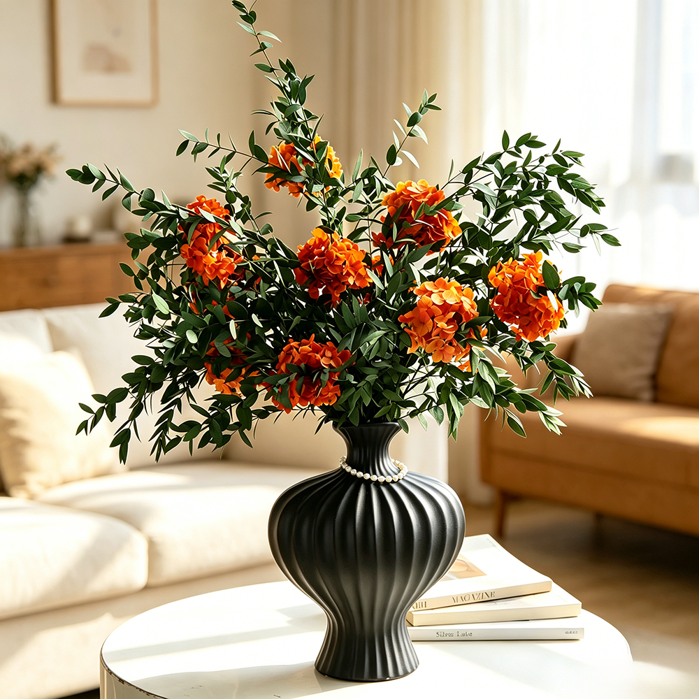 Flowerva Lush Foliage Vase Arrangement Premium Decor