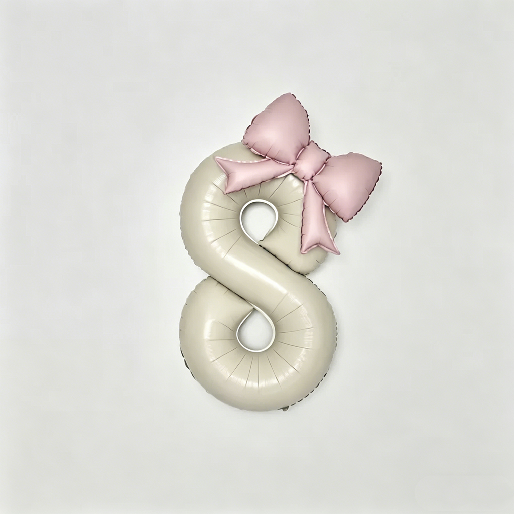 Flowerva Cream Champagne Number Birthday Balloon Set