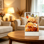 Flowerva Preserved Carnation Acrylic Mirror Box Premium Decor