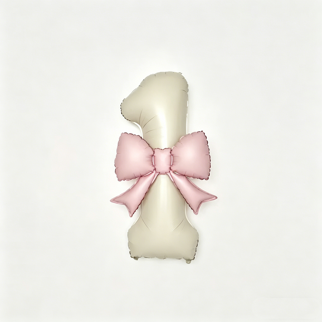 Flowerva Cream Champagne Number Birthday Balloon Set
