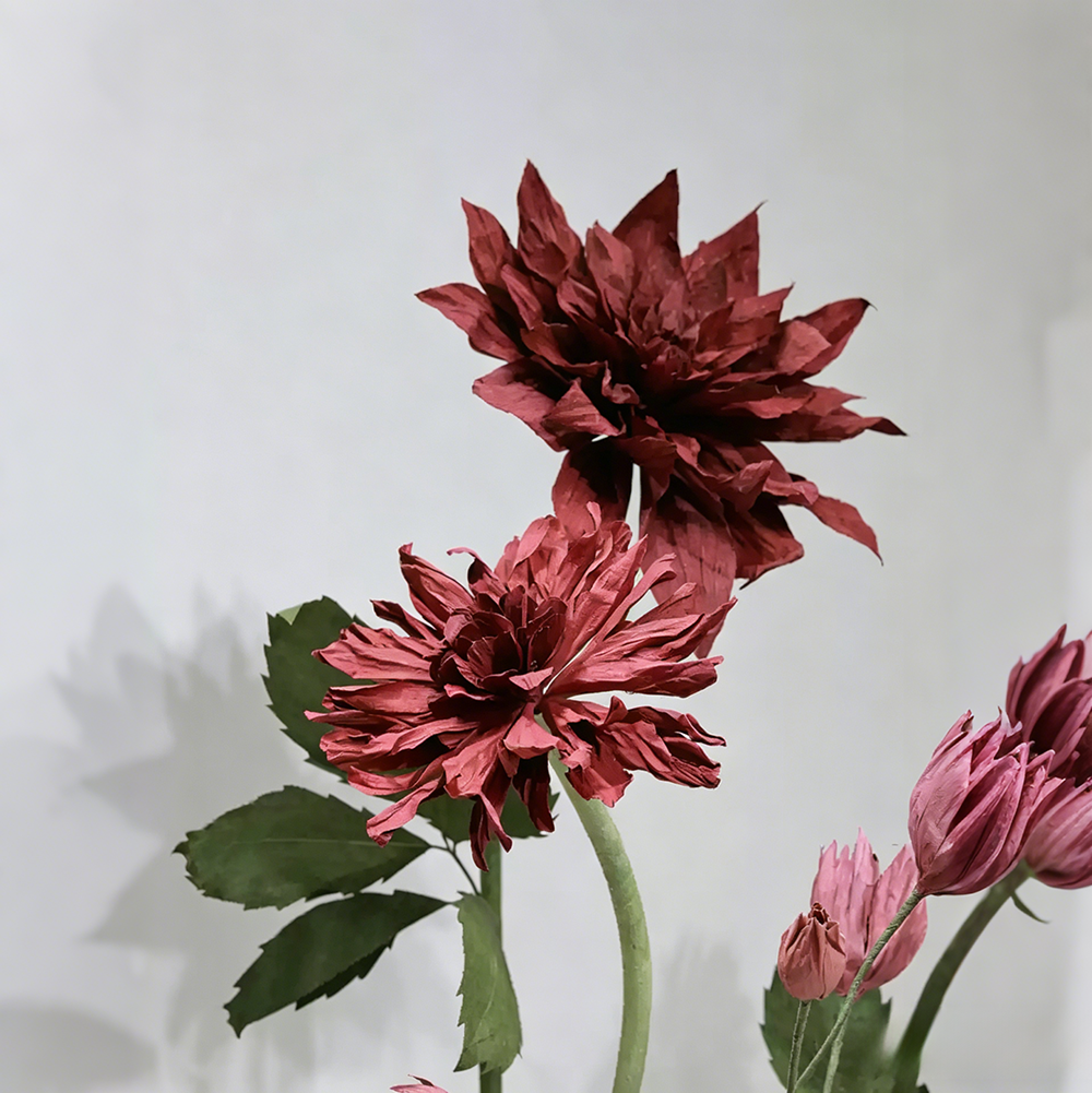 Flowerva Crimson Dahlia Bloom Premium Decor