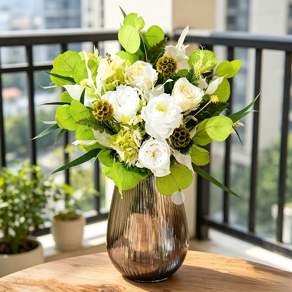 Flowerva Romantic Everlasting Vase Arrangement Premium Decor