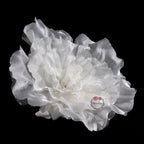 Flowerva Silvery-White Shimmer Ruffled Fabric Flower