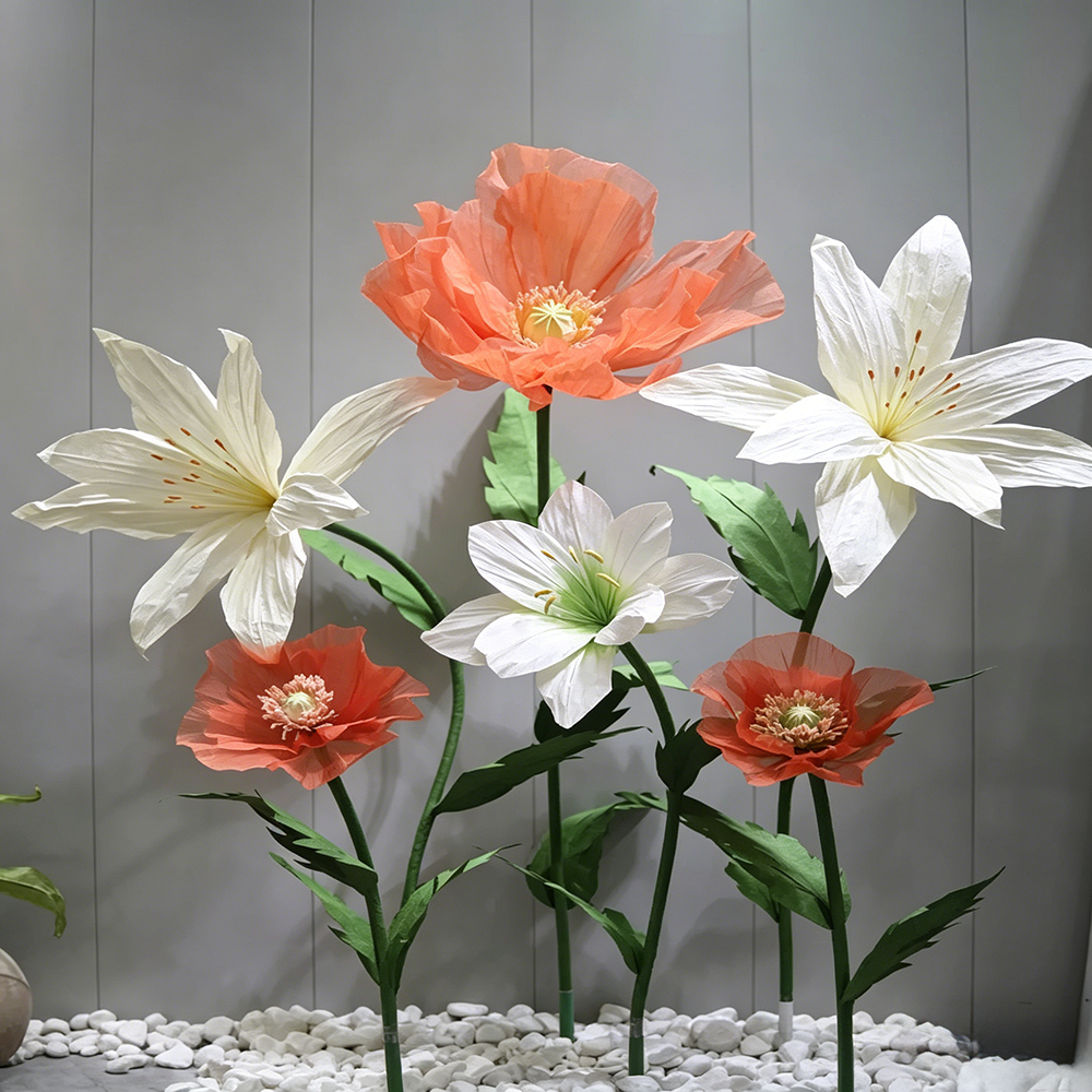 Flowerva Coral Poppy Sheer Bloom Premium Decor