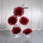 Flowerva Silvery-White Shimmer Ruffled Fabric Flower
