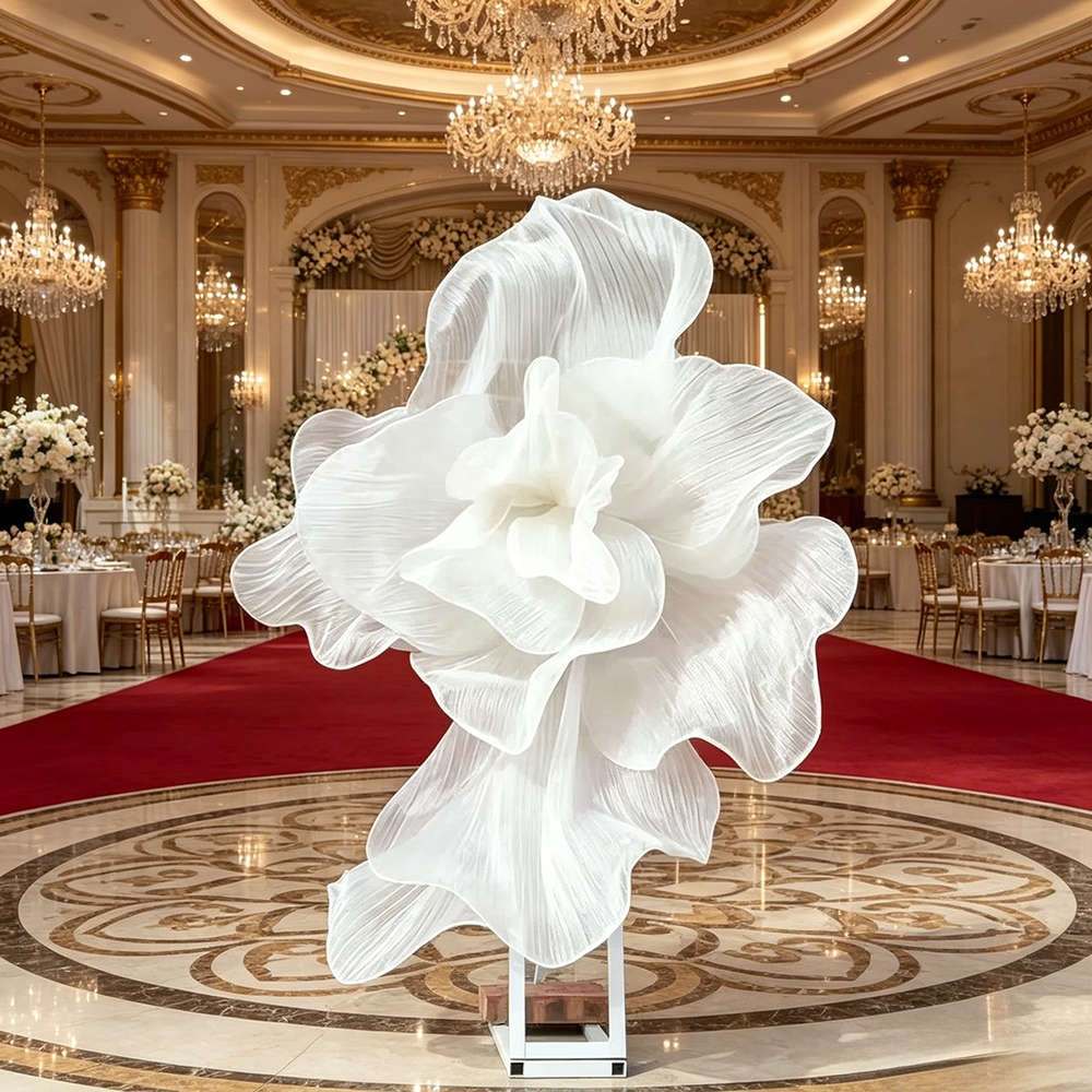 Flowerva Gradient White Veil Form Art Installation (Without Base)