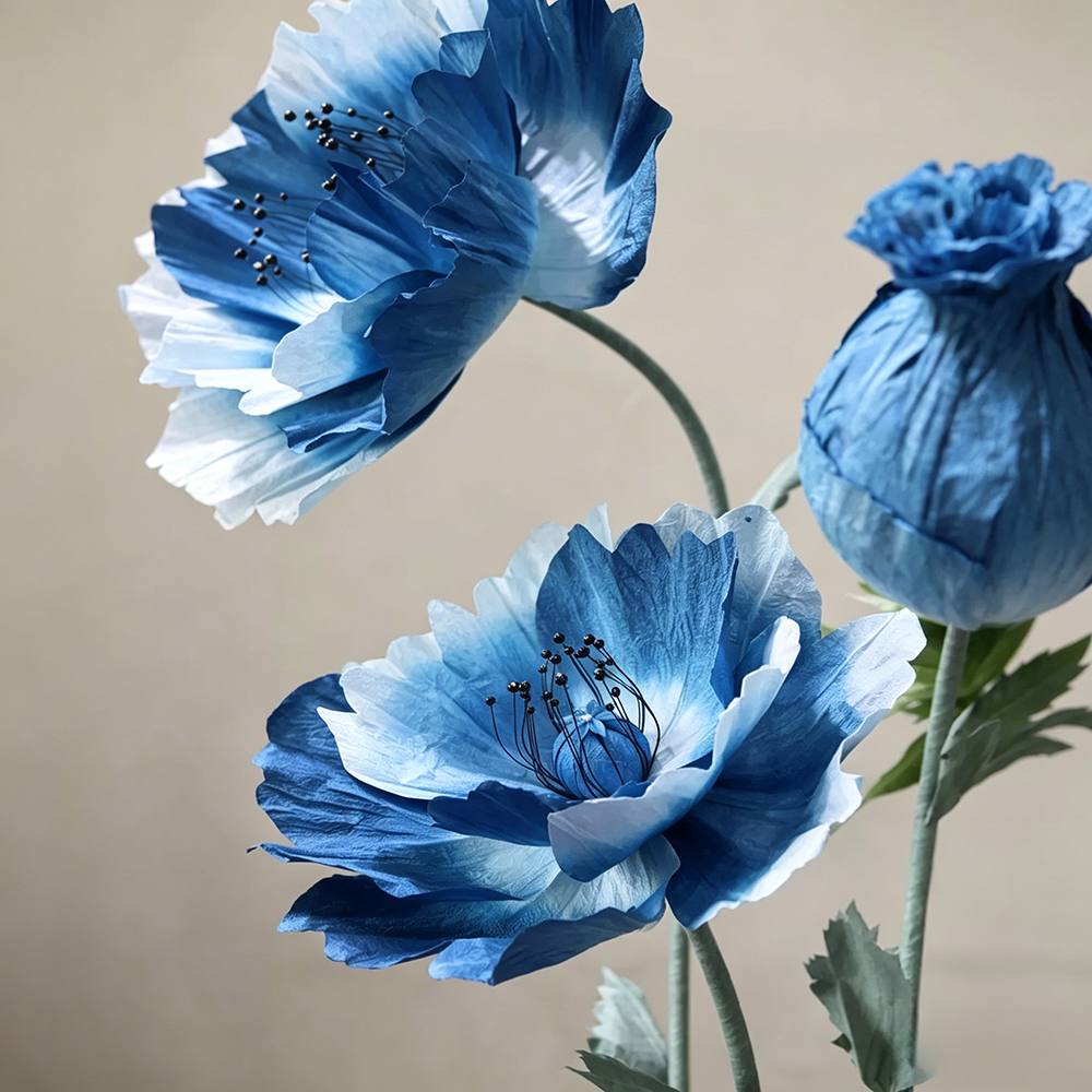 Flowerva Azure Poppy Bloom Premium Decor