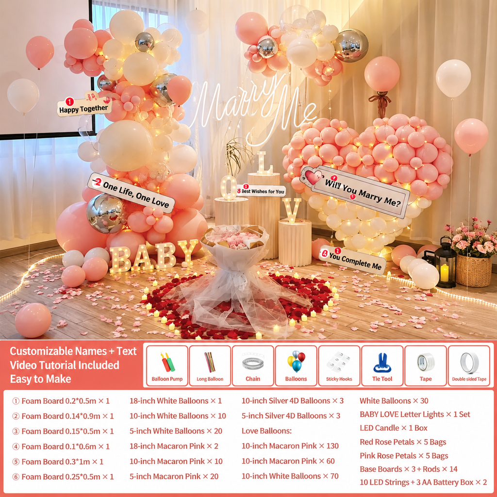 Flowerva Indoor Marriage Proposal Scene Decoration Balloon Set
