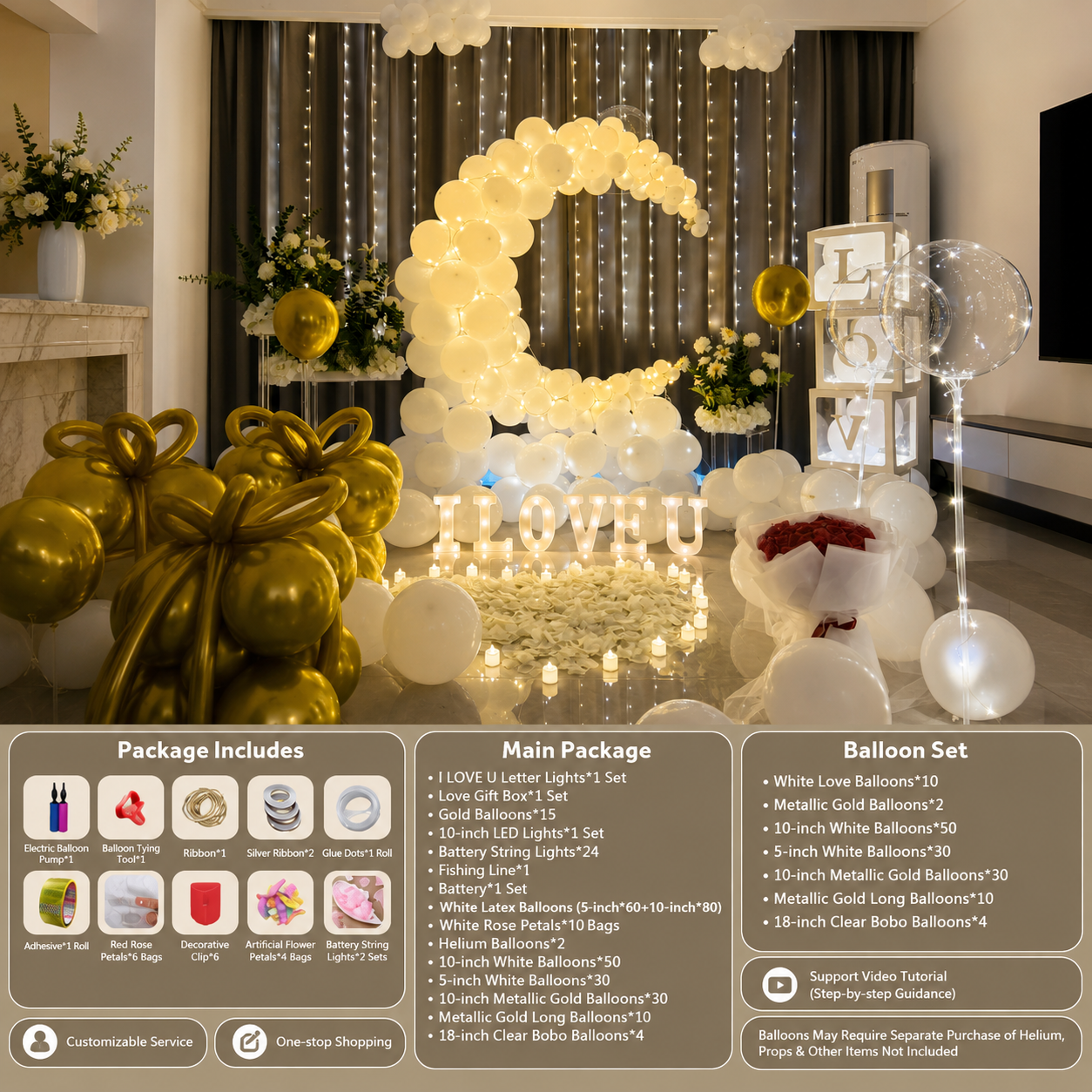 Flowerva Romantic Balloon Decor Kit for Proposal & Confession