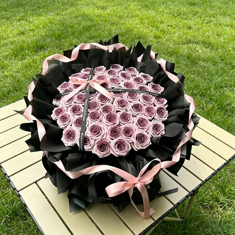 Flowerva Noir Wrap Statement Bouquet Premium Decor