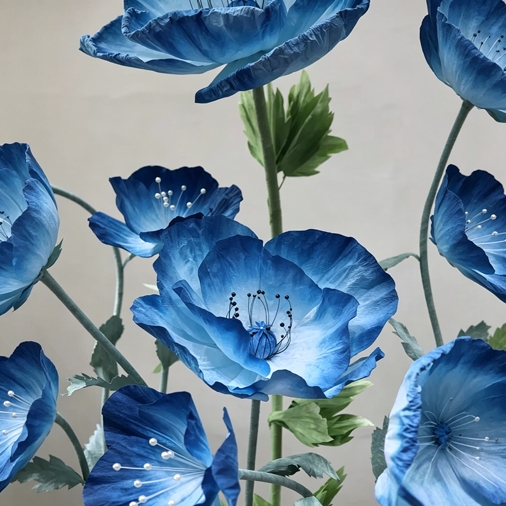 Flowerva Azure Poppy Bloom Premium Decor