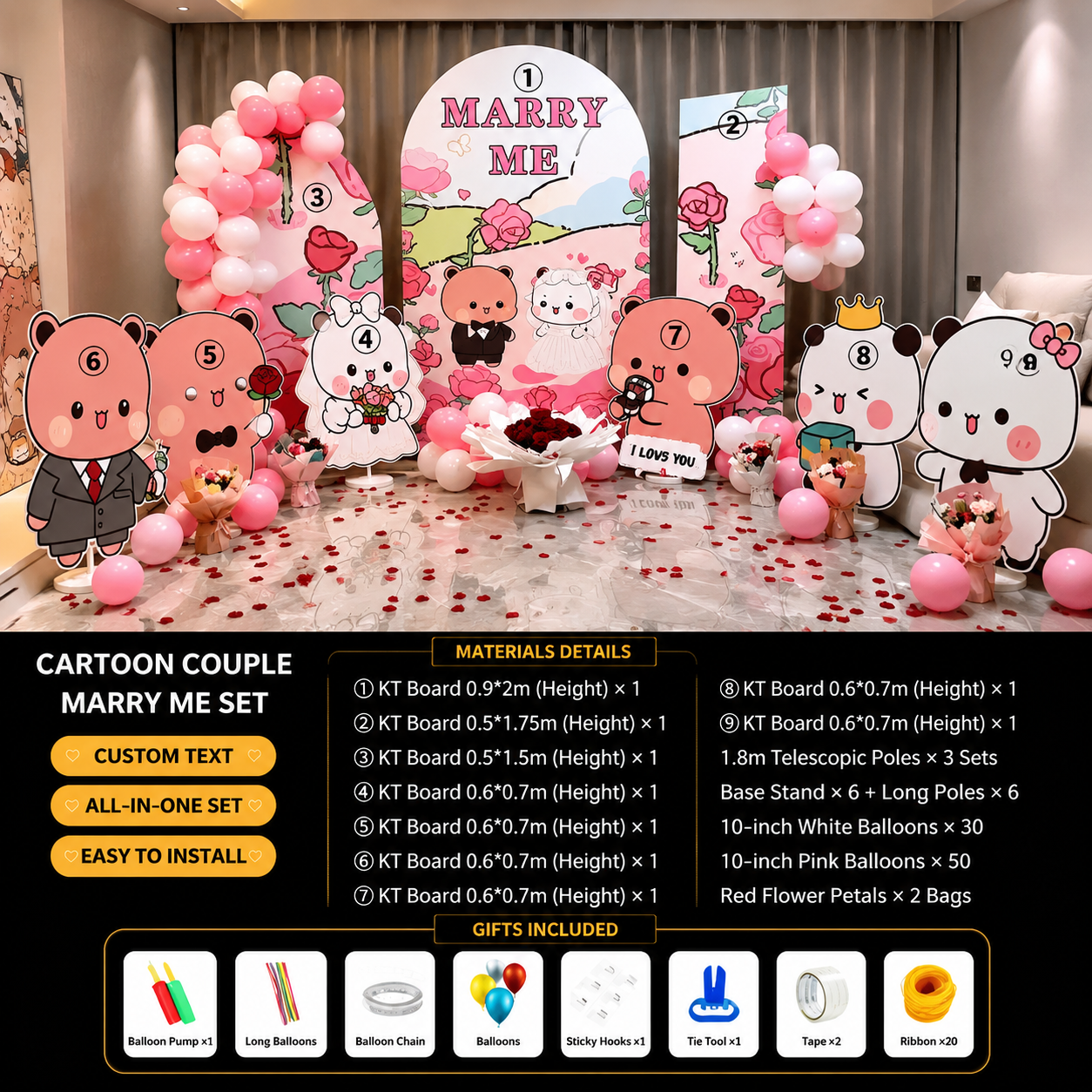 Flowerva Indoor Marriage Proposal Scene Decoration Balloon Set